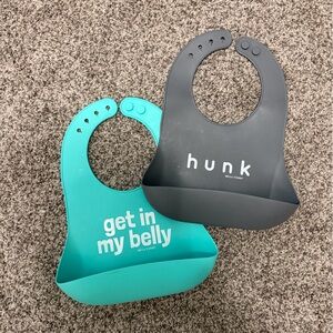 Bella Tunno Gray and Teal Silicone Bibs